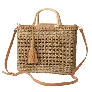 NWT Bestini Paris woven bag purse leather strap boho bohemian coastal grandma